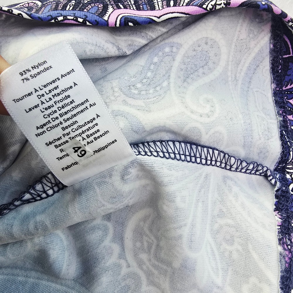 Talbots Womens Blue Purple Paisley Boat Neck 3/4 Sleeve Sheath Dress Size M - Picture 7 of 11